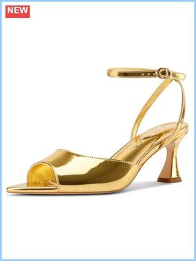 Womens Peep Toe Kitten Heels Faux Leather Ankle Strap Slingback Dress Sandals